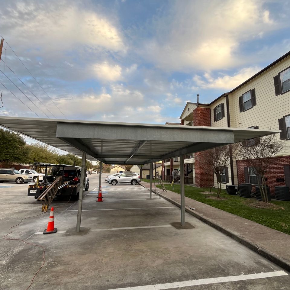 Completed custom steel carport houston marquez welding
