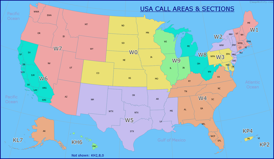 Usa call areas 1652