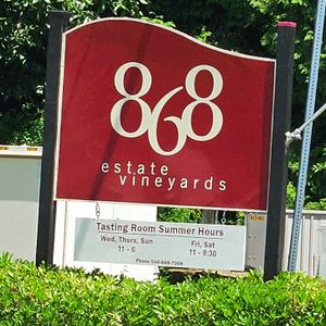 Sign board of 868 estate vineyards
