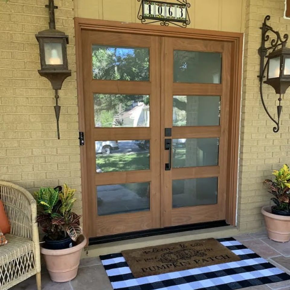 Residential front door window tinting in Sugar Land home