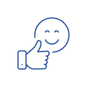 icon of a smiley face and thumbs up