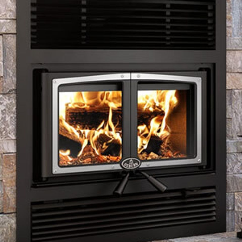 Osburn everest ii wood fireplace nickel door