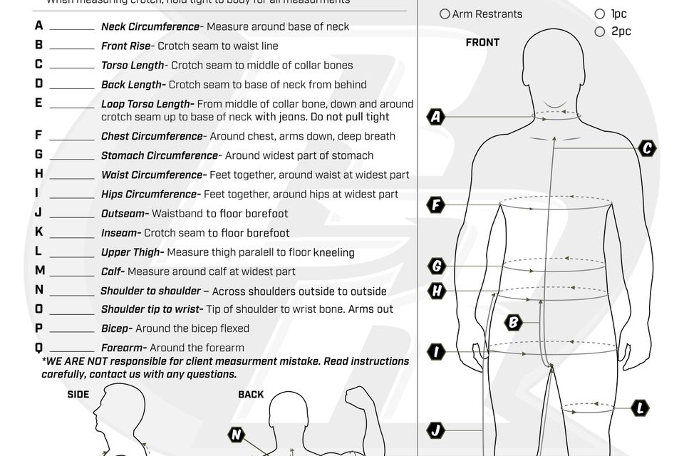 2025bulletproof measurement form