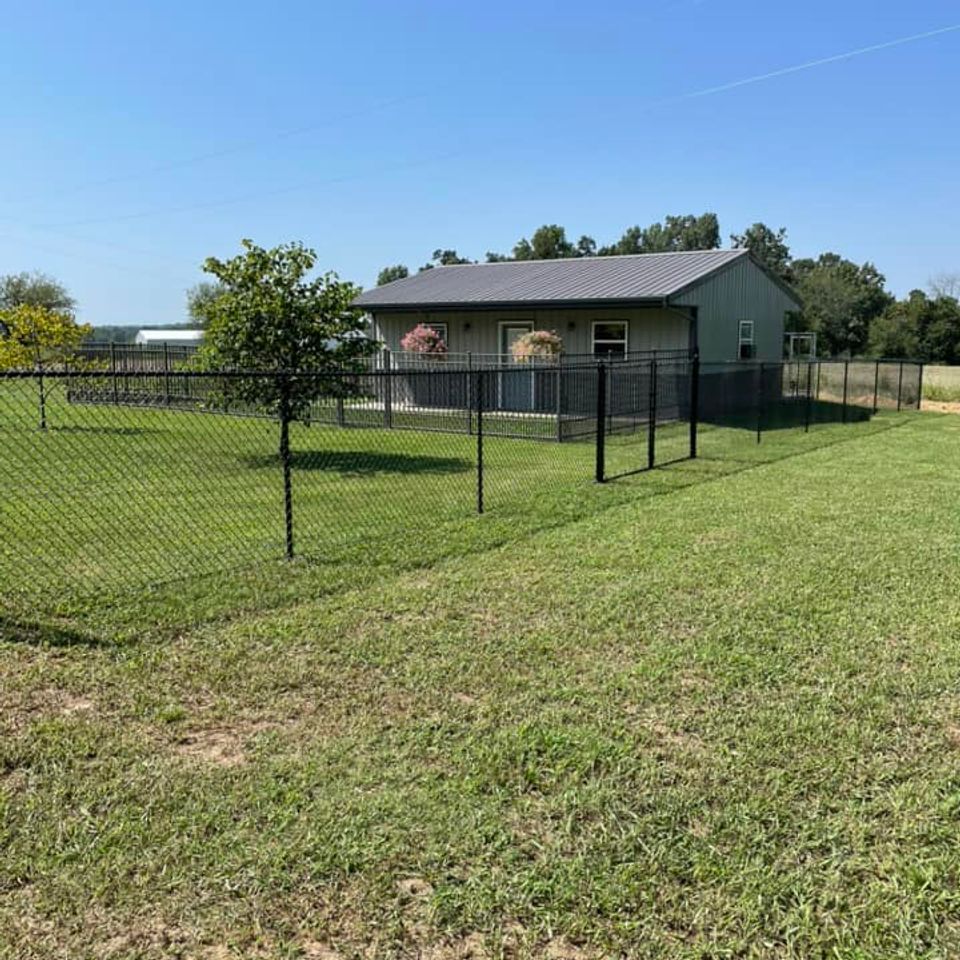 black chain link fence double gate