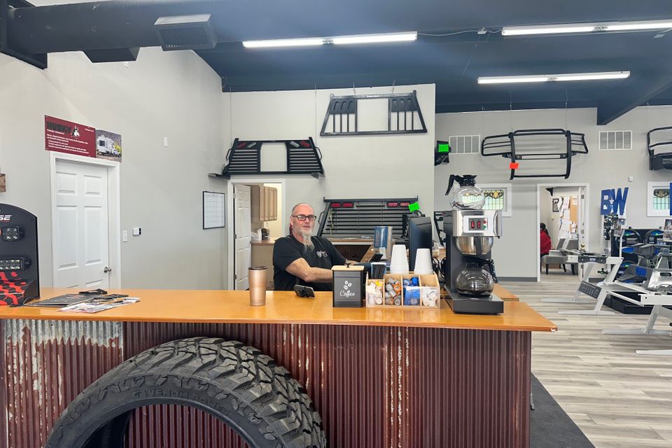 Customer service counter inside Patriot Truck Accessories truck accessory store in Hot Springs Arkansas
