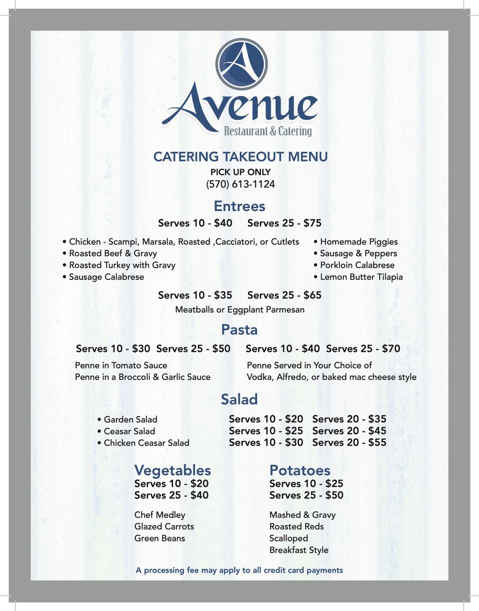 Catering menus 1