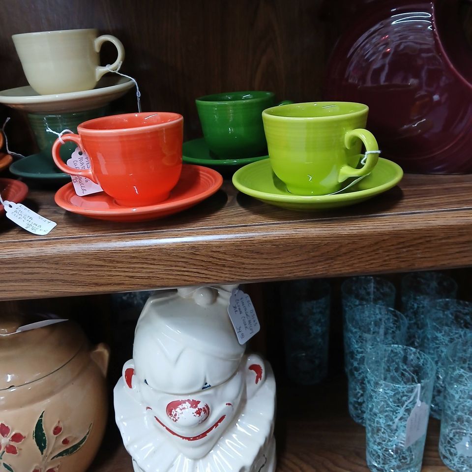 Fiestaware and clown cookie jar