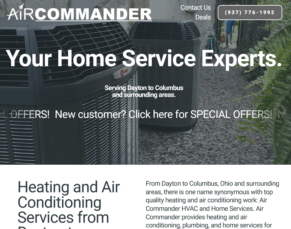 Air commander old website header could not scroll