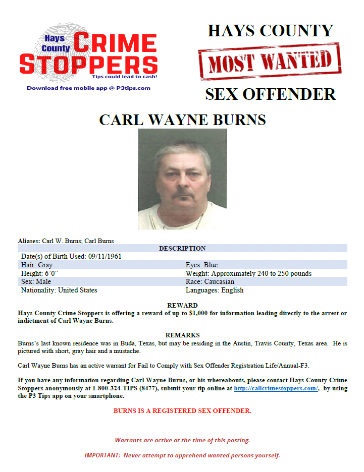 Burns most wanted poster