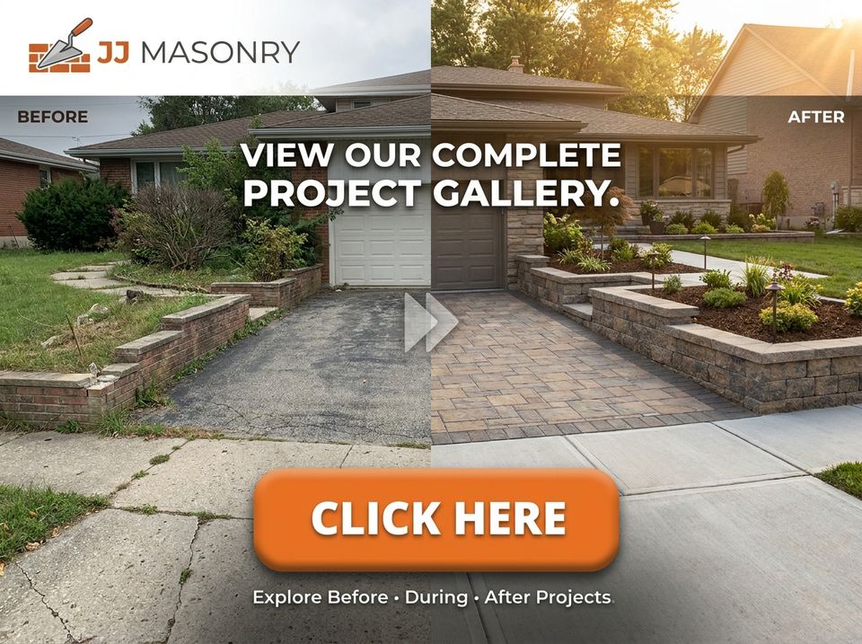 Click to view JJ Masonry concrete driveway, patio and masonry project gallery