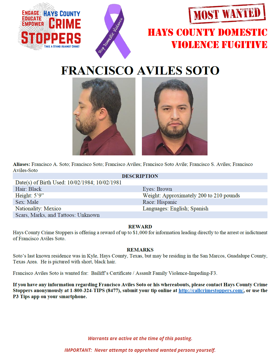 Soto most wanted poster
