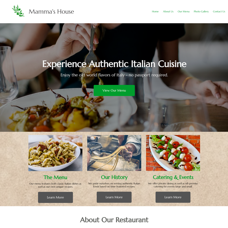 Italian restaurant website design theme original
