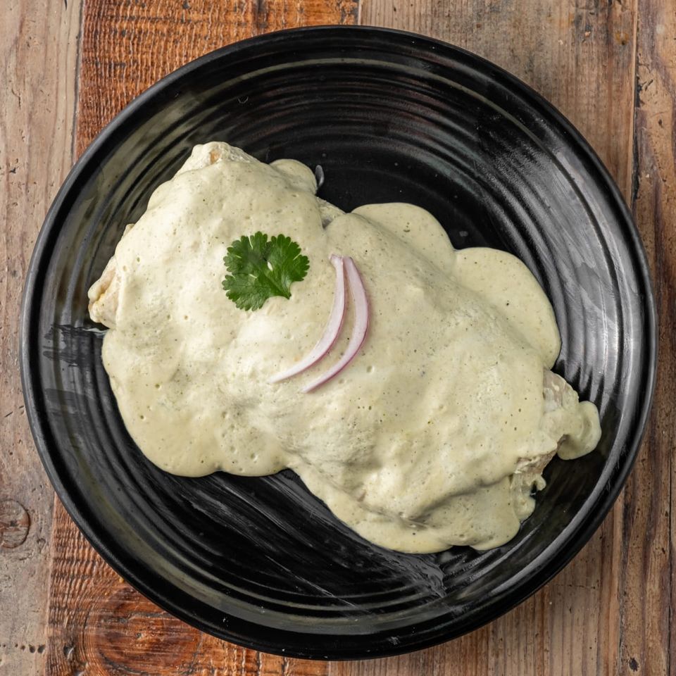 Burrito with cream sauce