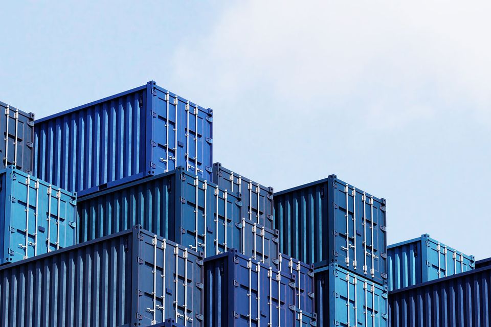 Containers blue background