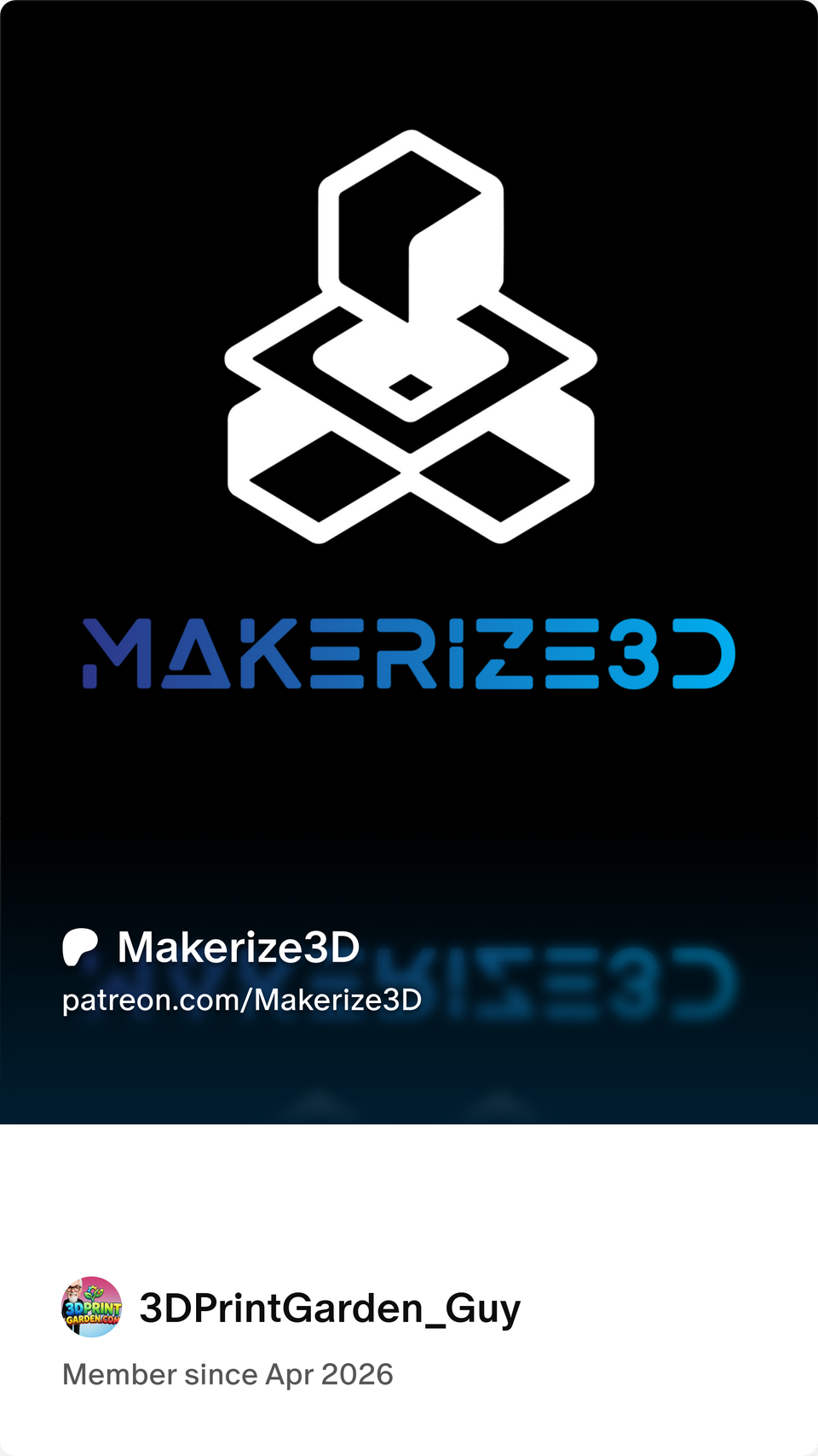 Makerize3d membership card patreon