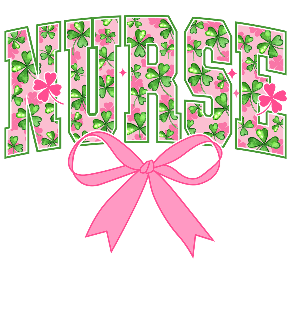 Profession   nurse four leaf clover and pink 