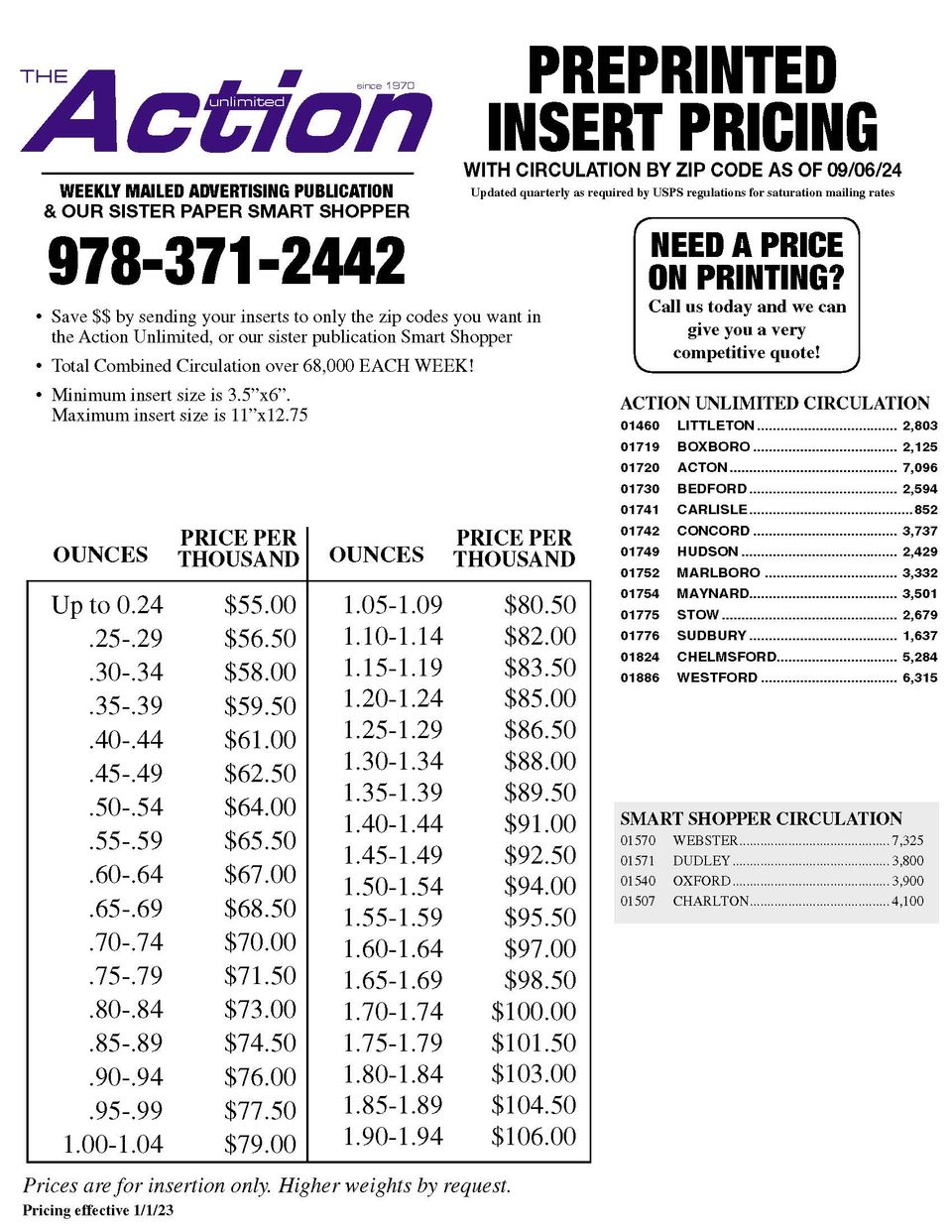 Insert pricing sheet 2024
