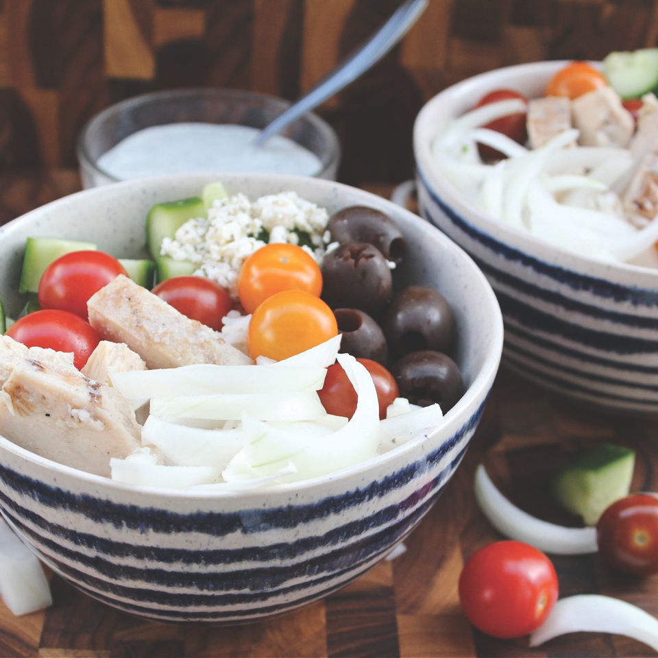 Greek chicken bowls