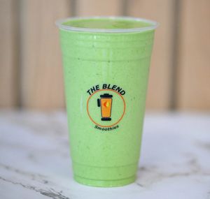 Matcha Matcha smoothie with oat milk, banana, frozen yogurt, matcha, and agave.