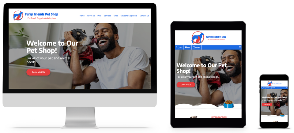 Pet supply store website design