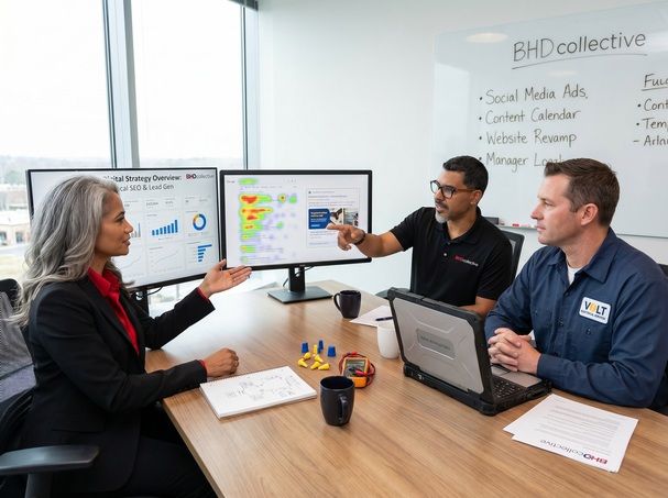 Janice and David executing an ongoing digital strategy for a utility client