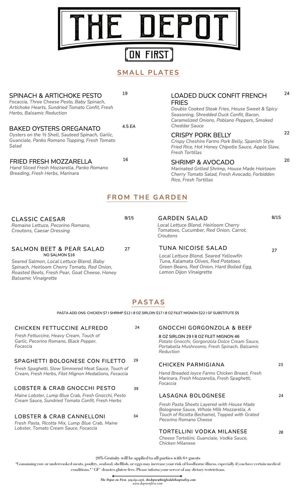 Fall menu 2026