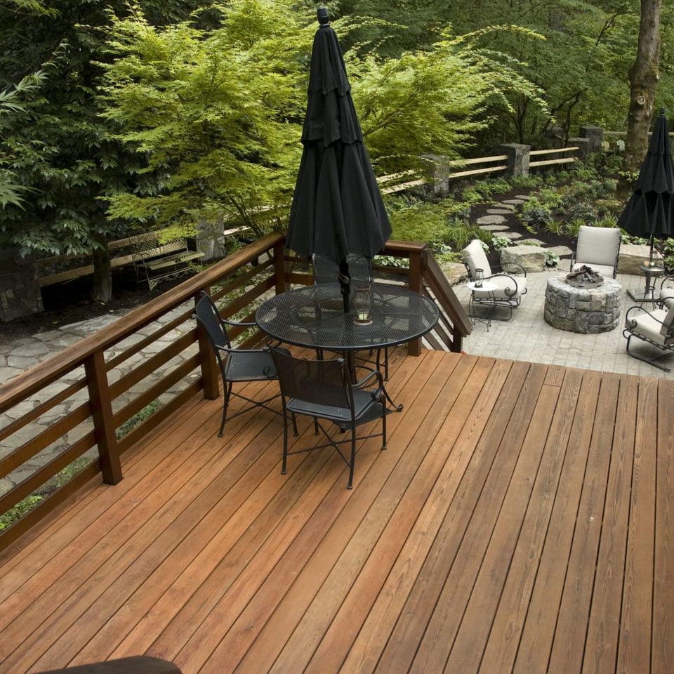 Richly stained cedar deck