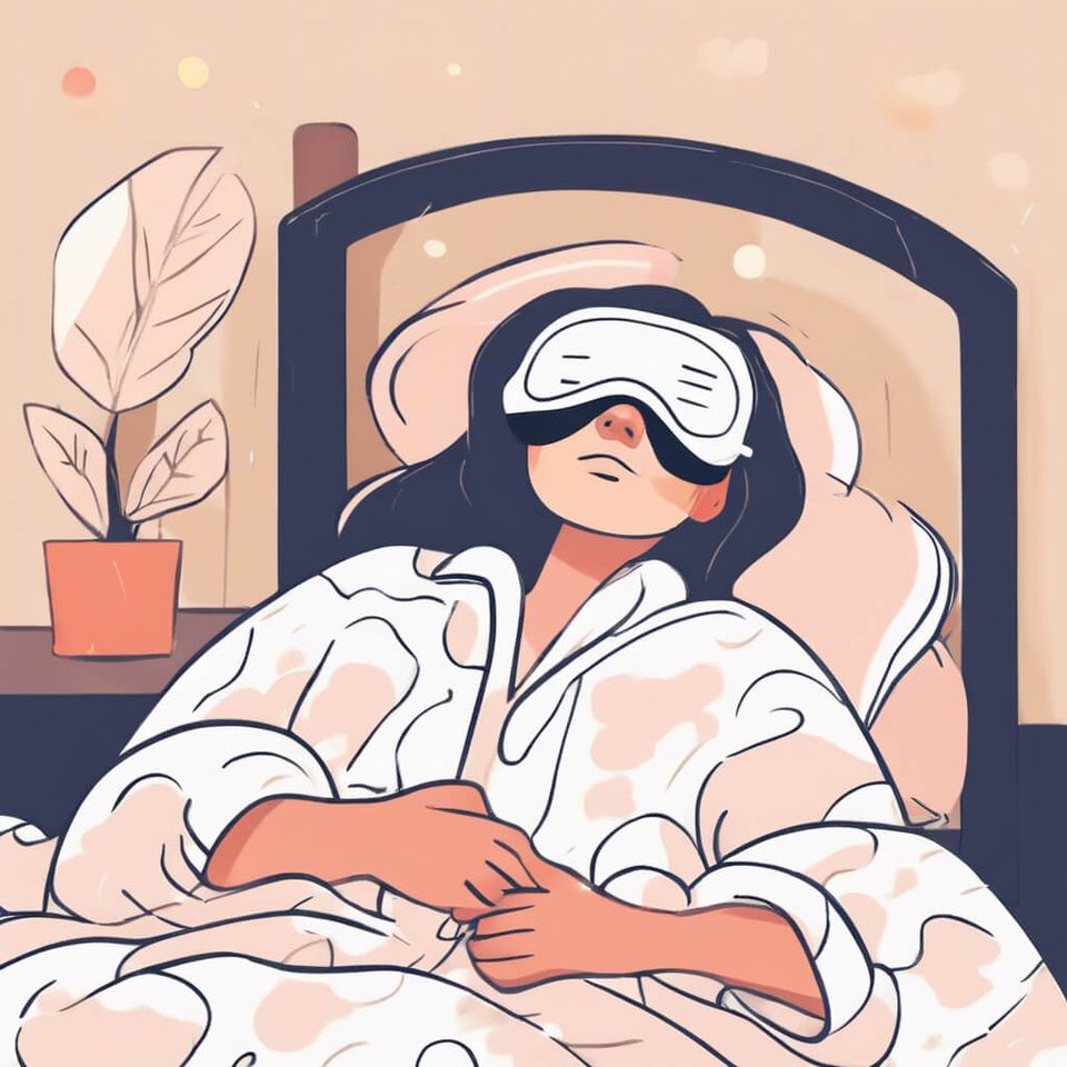 A person sleeping peacefully in a sleep mask