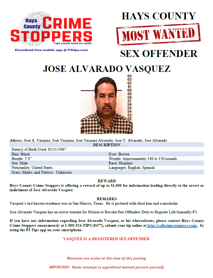 Vasquez most wanted poster