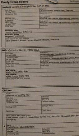 104 johann christoph huber group record