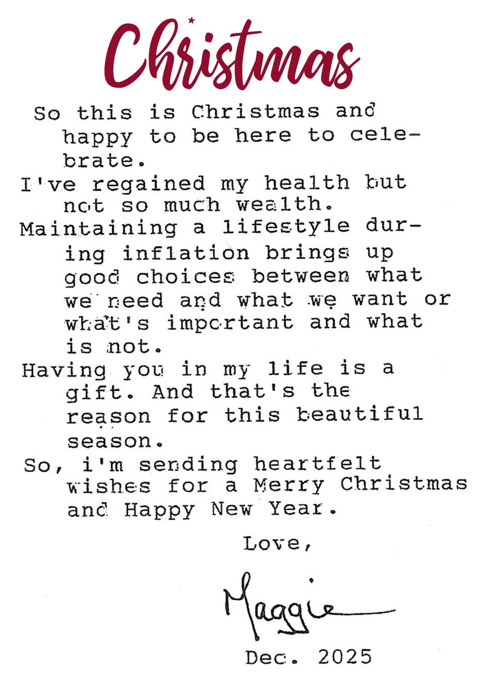 Maggie christmas 2025
