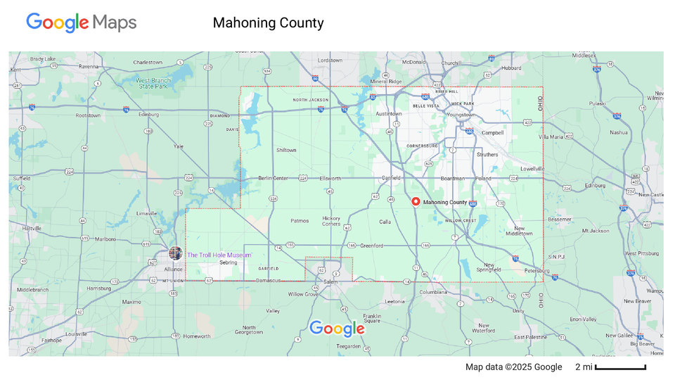 Mahoning county   google maps