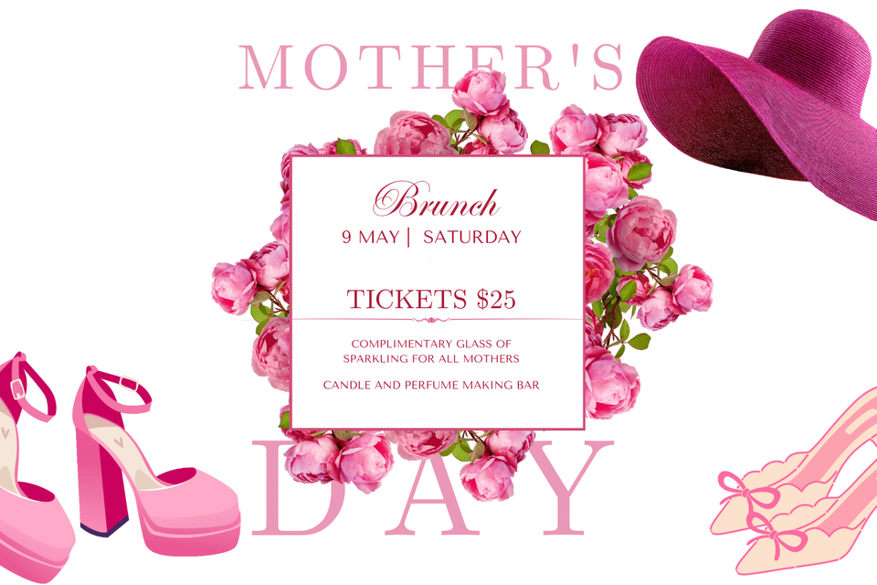 Pink and white floral mother's day menu flyer