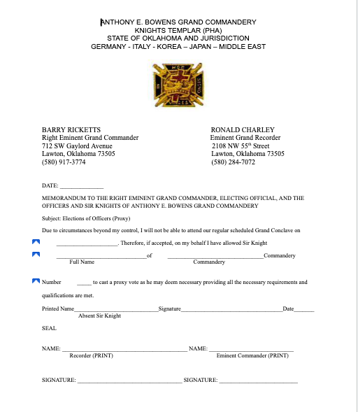 Aeb commandery proxy form 2026