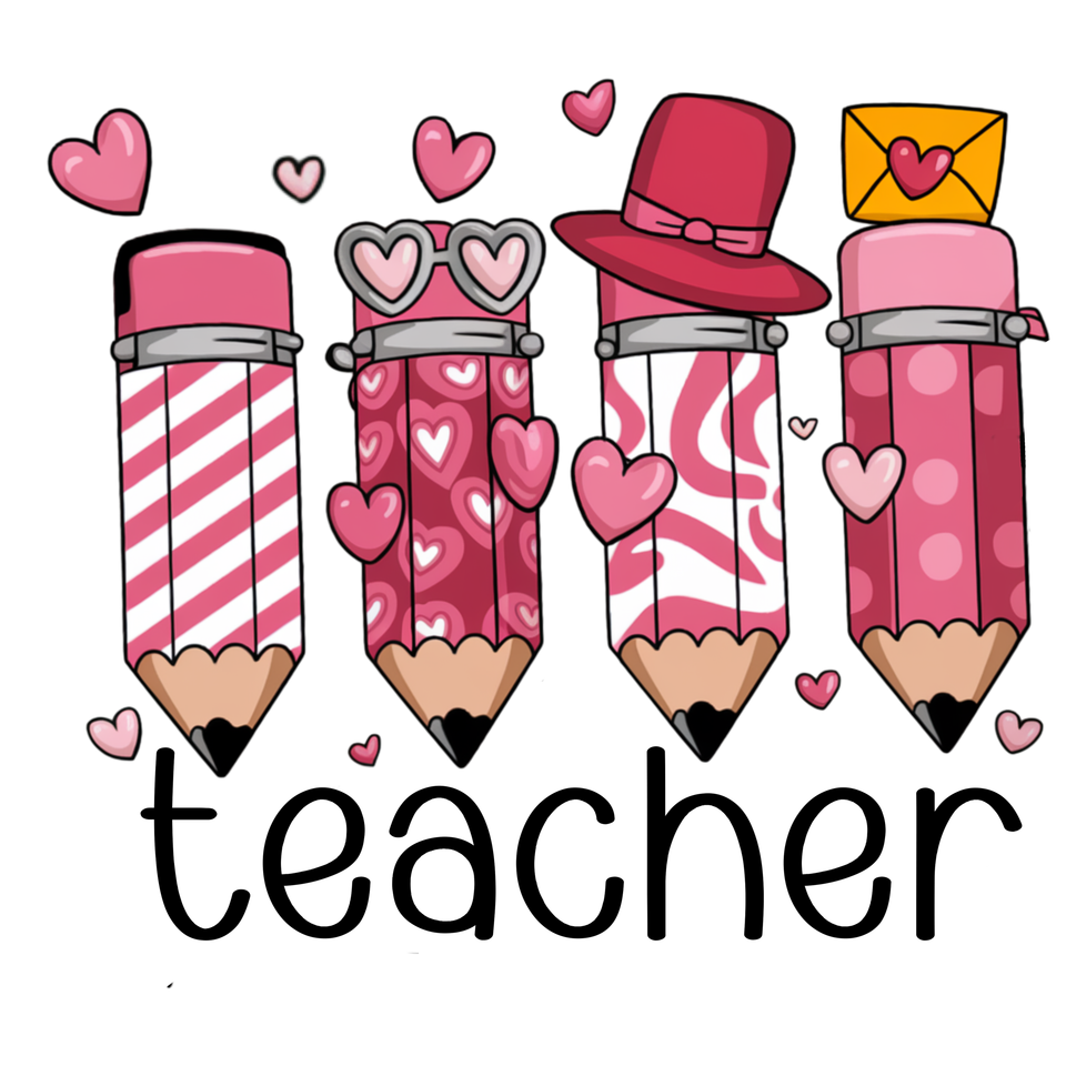 School   teacher valentines day pencils