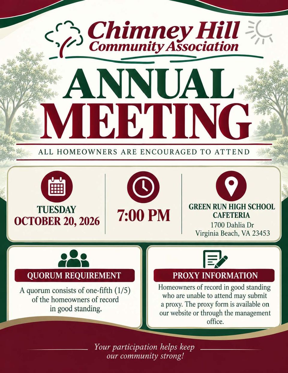 Chimney hill annual meeting flyer
