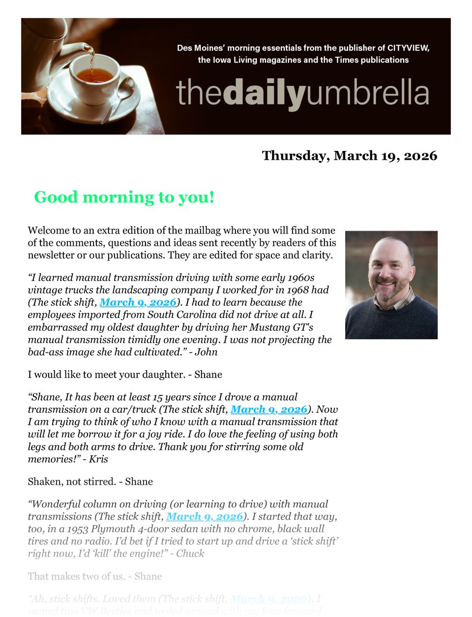 Daily umbrella march 19  1 dead  2 injured in wrong way crash on i 35   2.99 gas  what is small  black and yellow  and drops thi 1