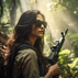 Gina an ex-CIA assassin  in the jungle with an AR-15 ready for action
