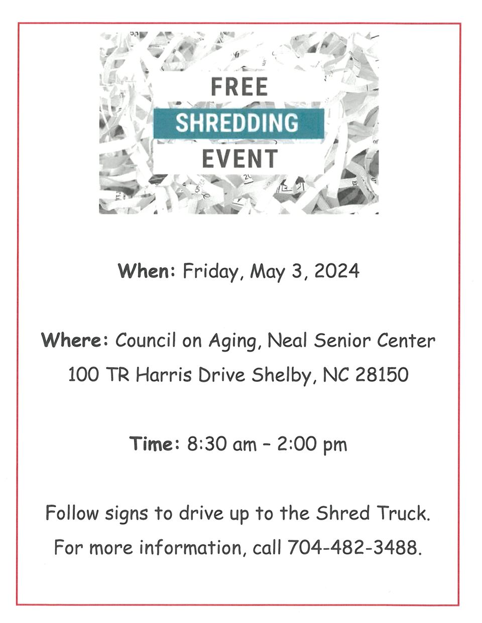 Poster may shredding event