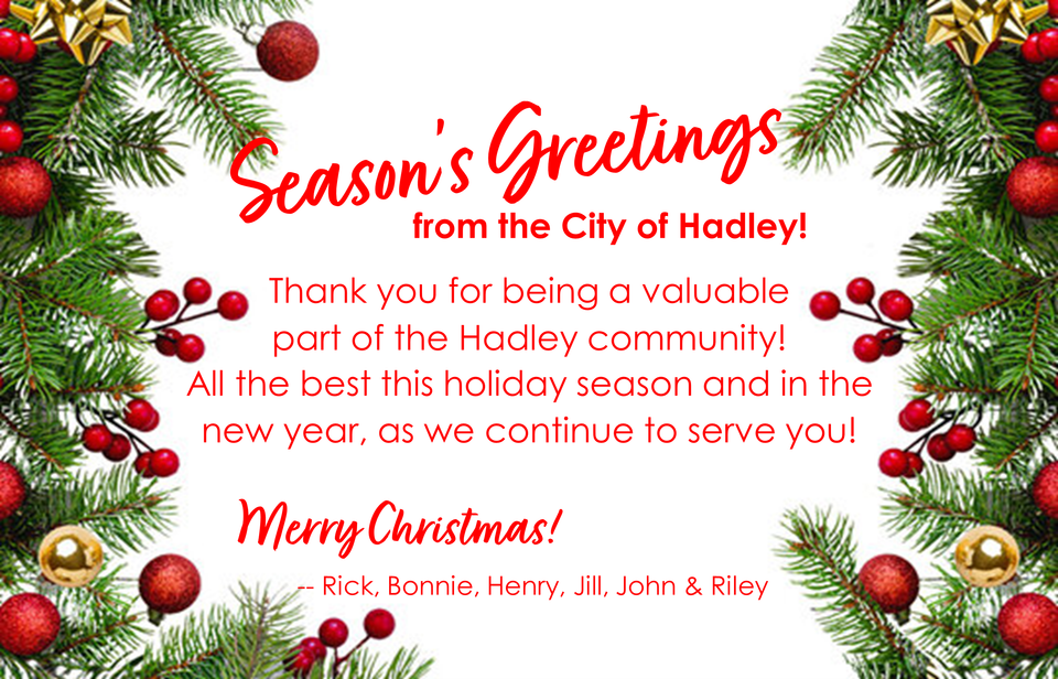 Season's greetings from city of hadley