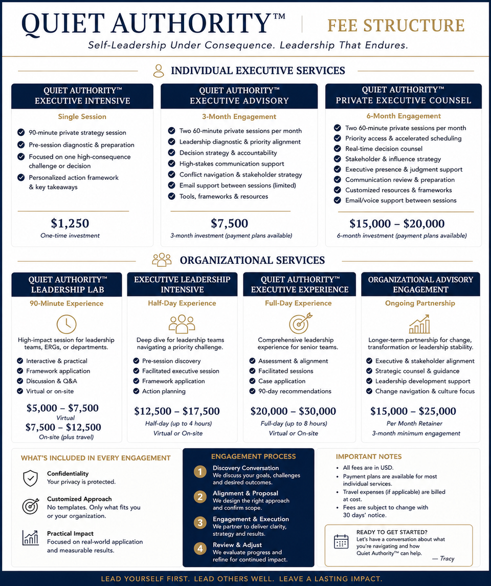 Quiet authority fee structure