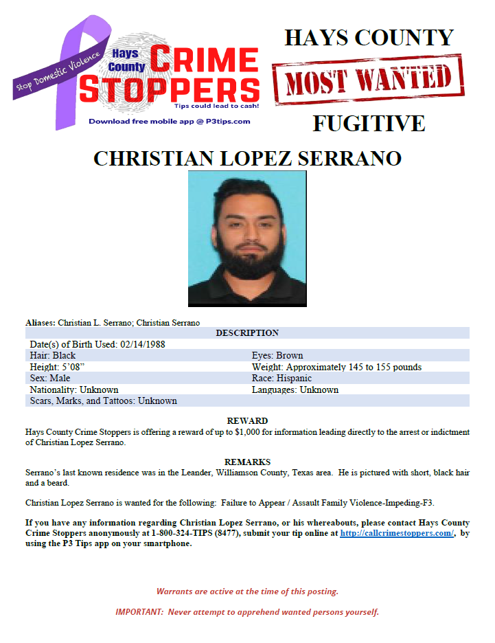 Serrano most wanted poster