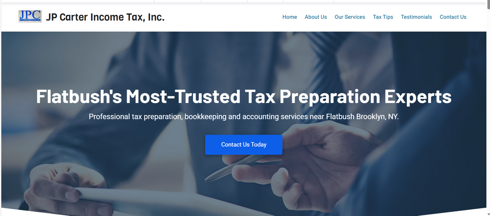 Jp carter income tax inc.   demo website screenshot from ebx web design services