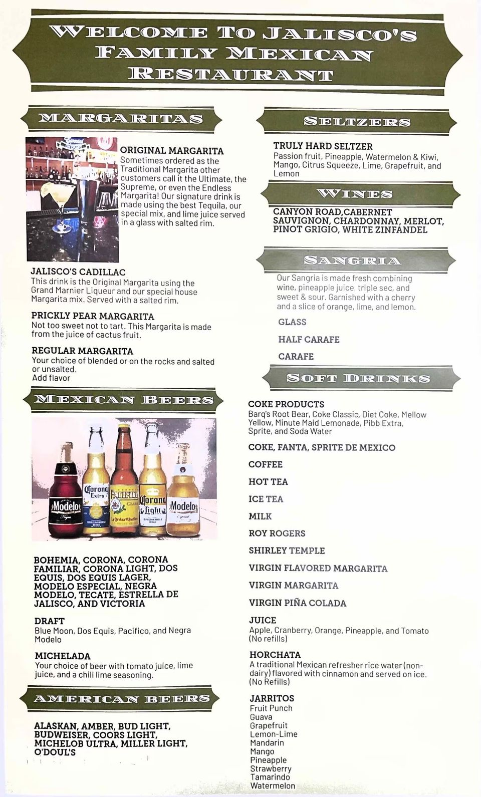 Jalisco's menu 1