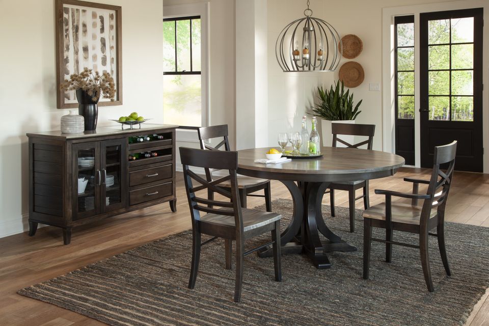 Mavin weston chair  round table with sindle provance ped and castlebar server