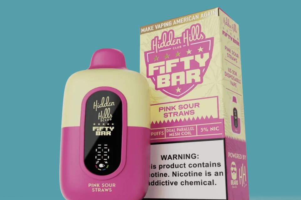 Fifty Bar Hidden Hills Pink Sour Straws Disposable Vape