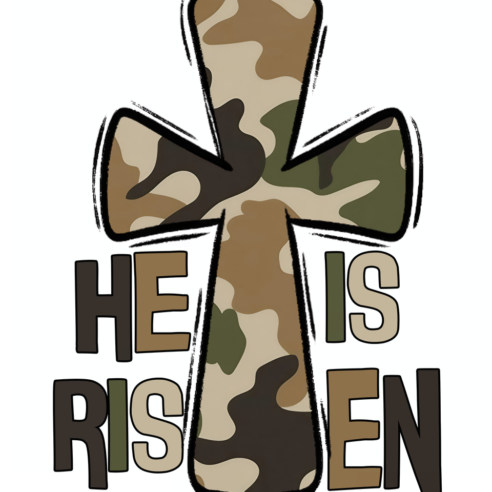Faith   camo cross he is risen
