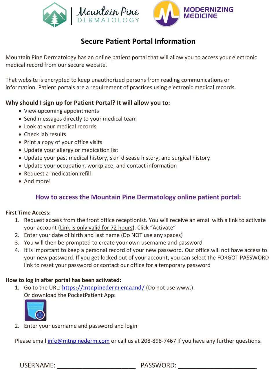 Secure Patient Portal Information