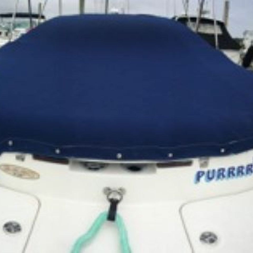 Speedboat canvas snap cover view from stern 2