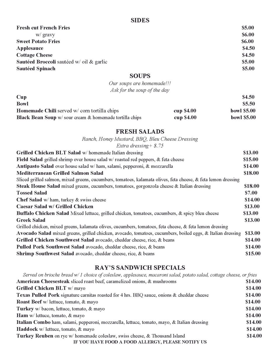 Lunch menu rays  page 2